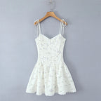 Mini Dress With Retro Pleated Lace Up Details And Elegant Charm