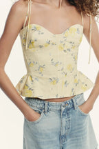 Whimsical Floral Poplin Suspender Top With Versatile Charm