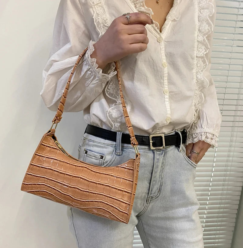 Alligator Pattern PU Leather Underarm Messenger Bag For Women