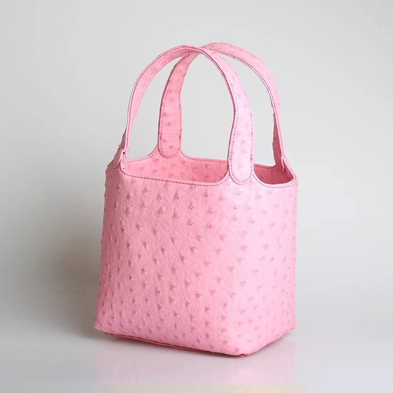 Ostrich-Pattern Bucket Bag Chic Leather Tote With Elevated Everyday Elegance