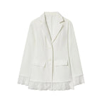 Lace Waist-Cinching Blazer Coat For Women Vintage Long Sleeve Outerwear Elegant Femme