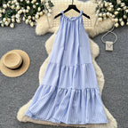 Breezy Halter Sleeveless A Line Midi Dress With High Waist For Summer