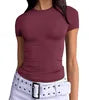 Women's Slim Fit Short Sleeve Crop Top Soft Knit Tee