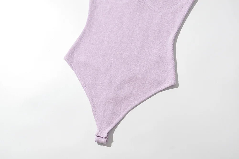 Body-con Sleeveless Bodysuit With Mid Waist Stretch Knit
