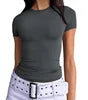 Women's Slim Fit Short Sleeve Crop Top Soft Knit Tee