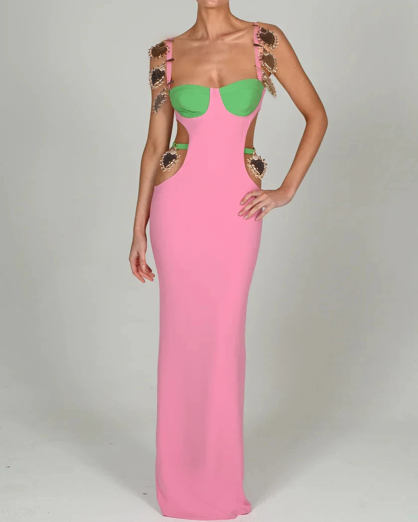 Long Elegant Sleeveless Bodysuit Dress