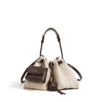 Linen Denim Genuine Leather Handbag Vibe Underarm Shoulder Style