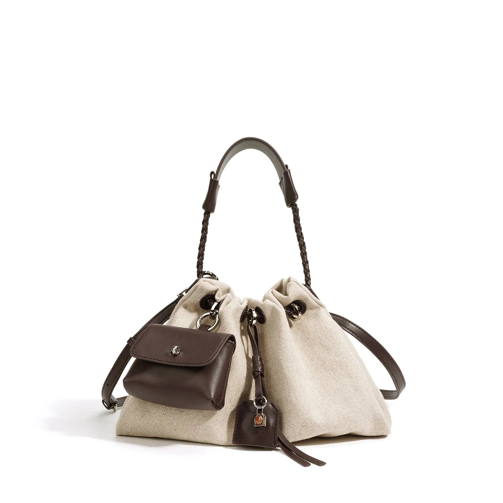 Linen Denim Genuine Leather Handbag Vibe Underarm Shoulder Style