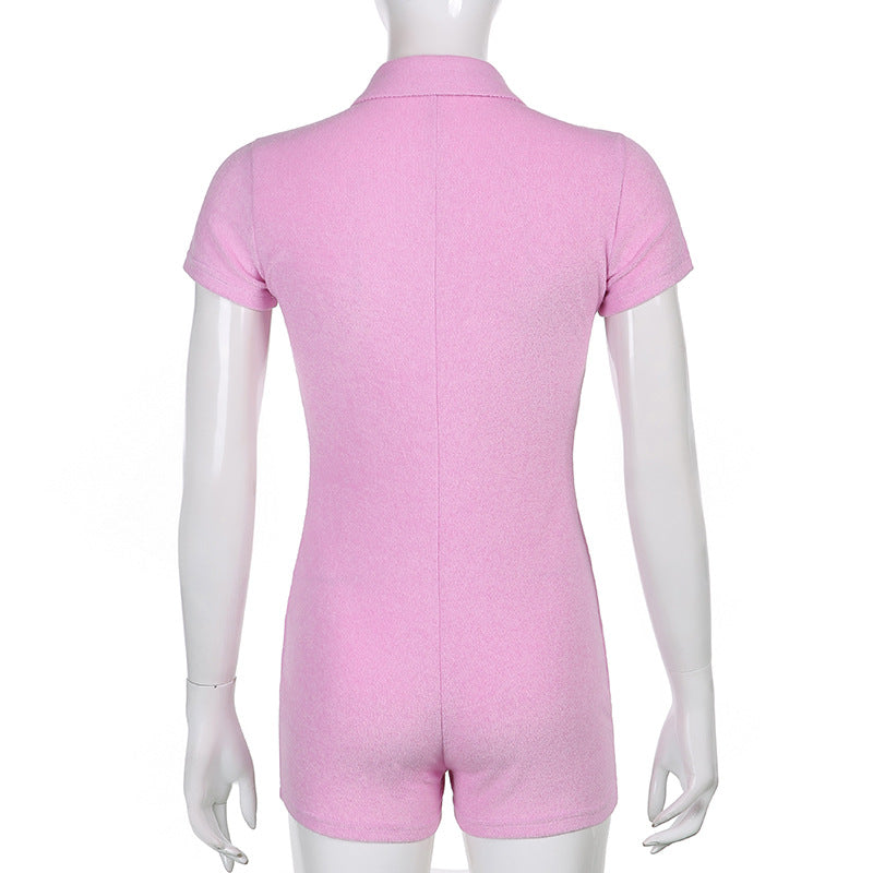Romper Playsuit With Vneck Short Sleeve Bodycon Fit