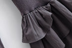 Washed Effect Layered Long Sleeve Dress With Decorative Details