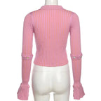 Irregular Pink Cardigan With Removable Layer For Women Soft Knit Top Modern