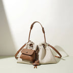 Linen Denim Genuine Leather Handbag Vibe Underarm Shoulder Style