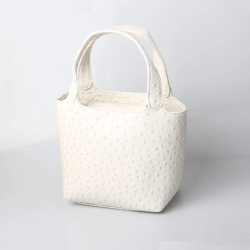Ostrich-Pattern Bucket Bag Chic Leather Tote With Elevated Everyday Elegance