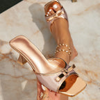Elegant Pointed Toe Slip On Heels