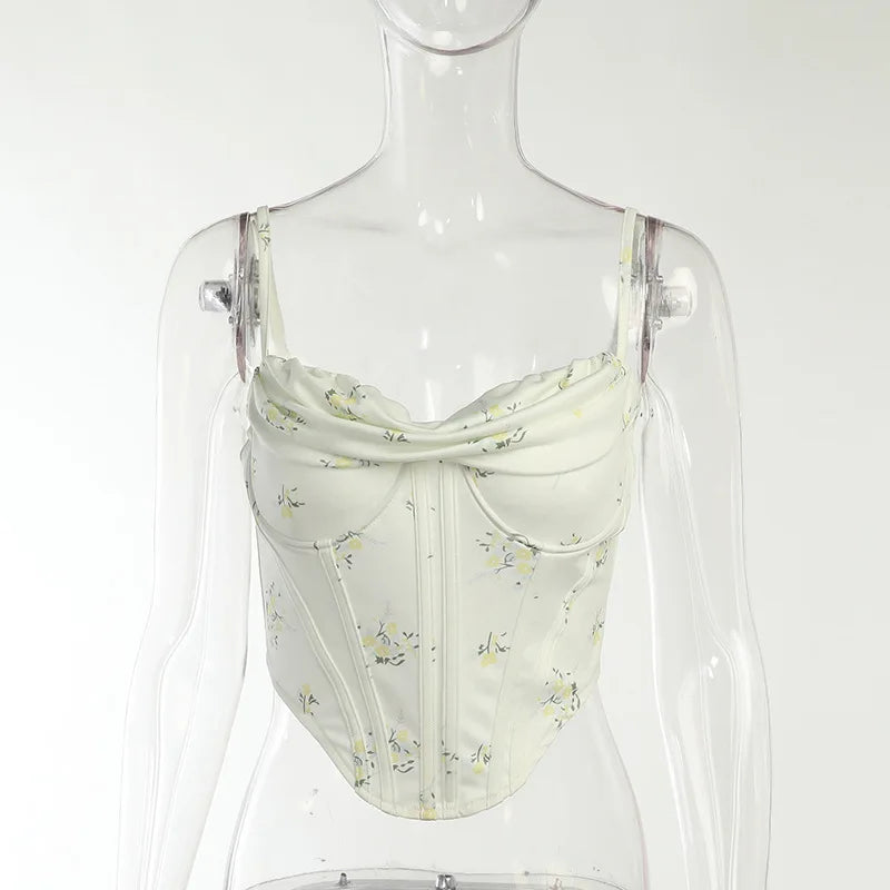 Romantic Vibe Enchanted Floral Backless Corset Crop Top