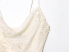 Beaded Midi Dress Collarless Sleeveless