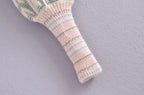 Front Wood Ears Ruffles Jacquard Cropped Sweater Vintage O neck Puff Sleeve Pullovers Short Jumper Knitwear