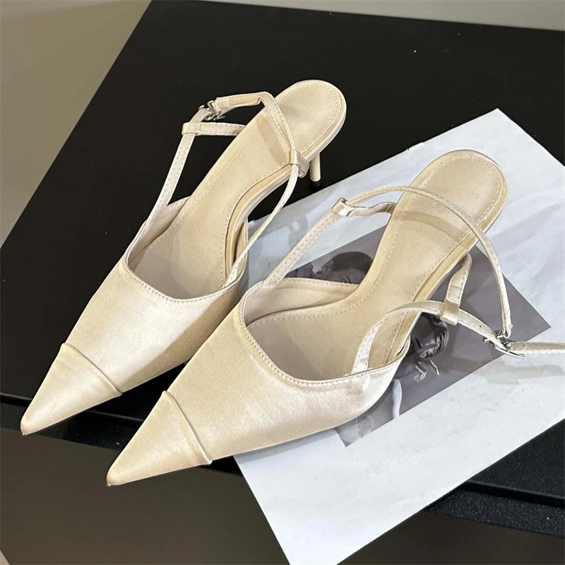 Glamorous Silk Mules With Pointed Toe