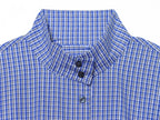 Plaid Puff Sleeve Long Sleeve Shirt With Stand Collar And Drawstring Hem