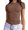 Women's Slim Fit Short Sleeve Crop Top Soft Knit Tee
