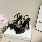 Elegant Open Toe High Heel Sandals With Belt Detail For Chic Socialite Vibe And Elevated Style