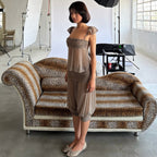 French Style Flying Sleeve Tank Top And Lantern Capri Pants Set