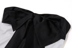 Satin Patchwork Bow Off Shoulder Tank Top Glam