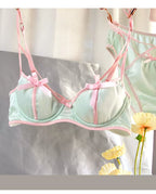 Dreamy Vintage Satin Lingerie Set With Lace Trim And Steel Ring Accents For Elegant Nightwear
