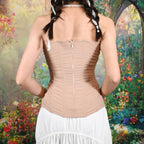 Corsets Women Sexy Sleeveless Breathable Mesh Zip Overbust Bustier Bodice