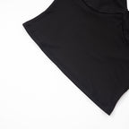 Black Two Piece Set With Bow Tie Halter Top And Capri Leggings Retro Cord Detailing