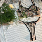 Clashing Floral Embroidered Lingerie Set With Push Up Bra And Matching Panty
