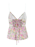 Floral Print Chiffon Sexy Backless Slim Super Short Lace Camis Top