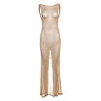 See Through Glitter Backless Dress l