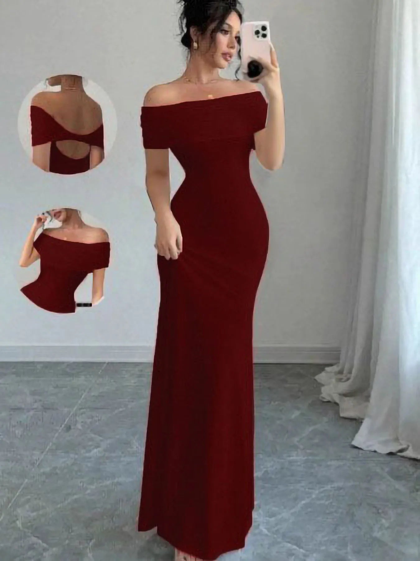 Off Shoulder Bodycon Midi Dress