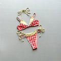 Halter Bikini Set in Plaid and Polka Dots