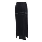 Punk High Waist Skirt With Bow Side Split Knee Length