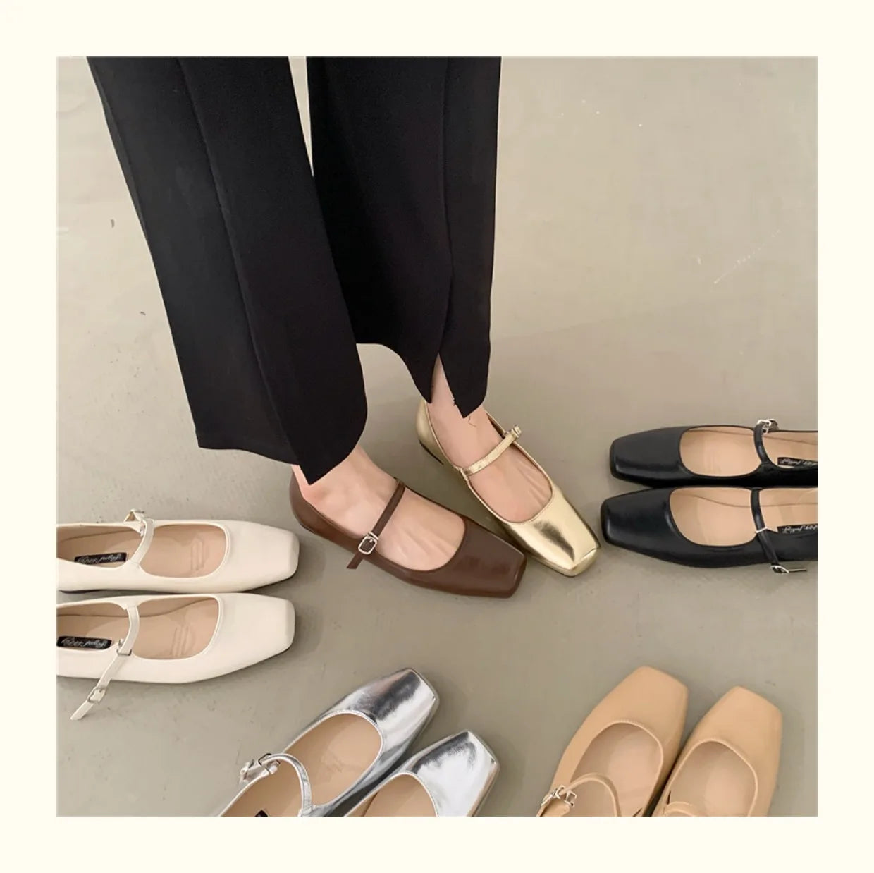 Mary Jane Flats With Square Toe Buckle Strap Retro Styled Women's Shoes