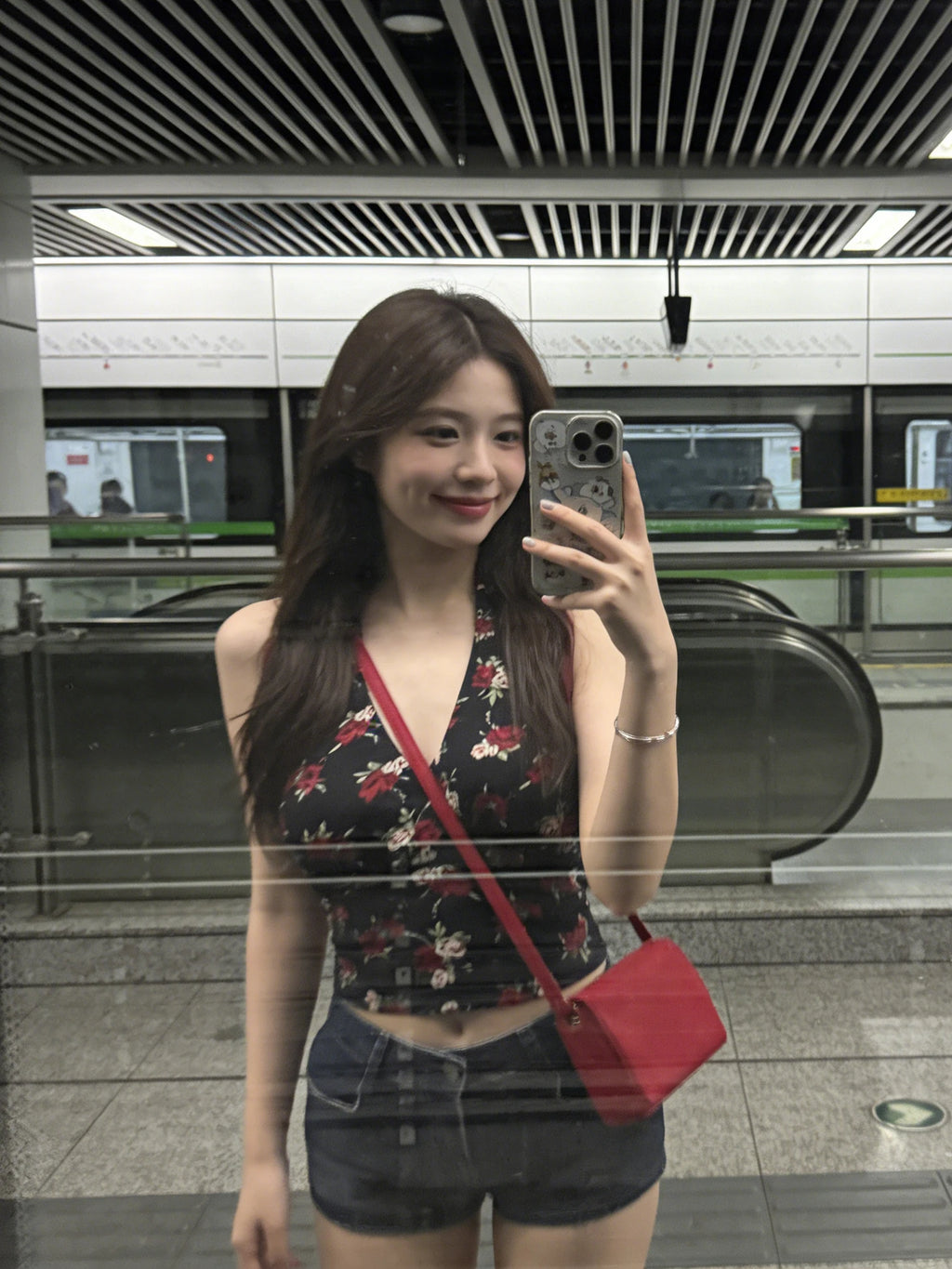 Retro Floral V Neck Halter Top