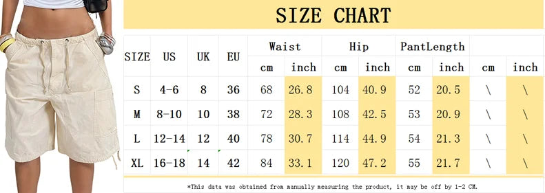 Retro Vintage Y2K Cargo Jean Drawstring Low Rise Baggy Denim Cyber Grunge Shorts