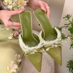 Velvet Lace Bow Heels For Elegant Outfits With Delicate Silhouette And Timeless Charm