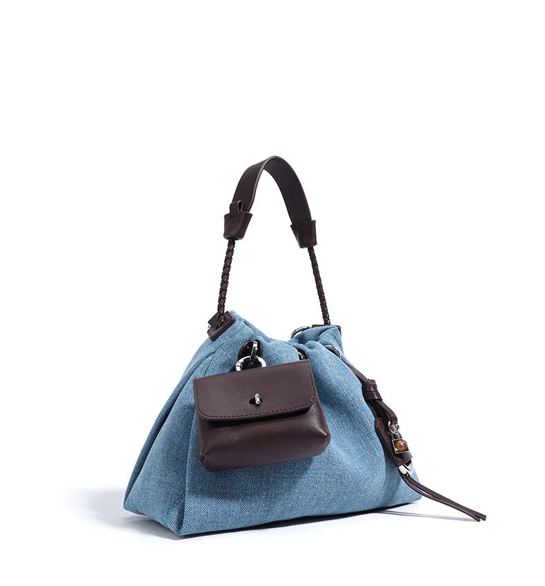 Denim Day Bag With Minimalist Crossbody