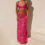 Elegant Beaded Sequin Maxi Skirt With Floral Embroidery