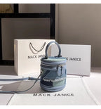Denim Tassel Cylinder Bag For Women With Shoulder Messenger Style