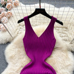 Wrap Knit Maxi Dress With Side Split