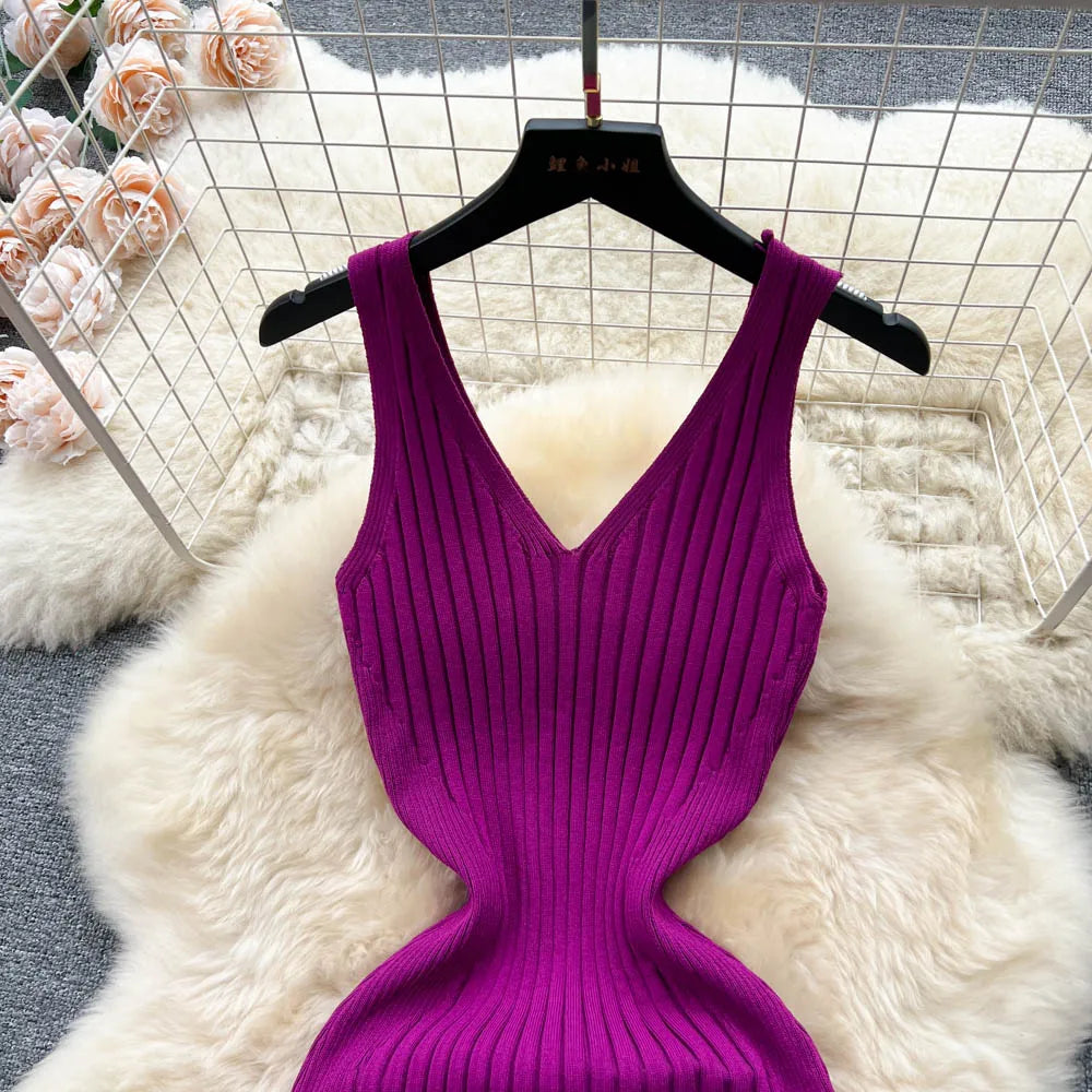 Wrap Knit Maxi Dress With Side Split