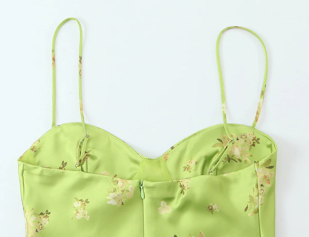 Floral Print Summer Sling Dress With Spaghetti Straps