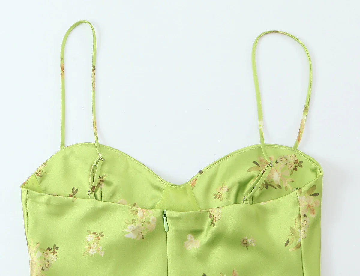 Floral Print Summer Sling Dress With Spaghetti Straps