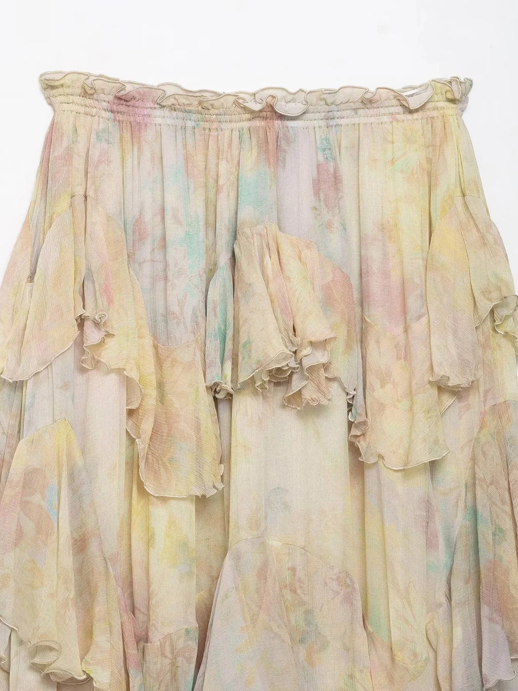 Tiered A-Line Print Ruffle Skirt