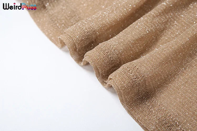 See Through Glitter Backless Dress l