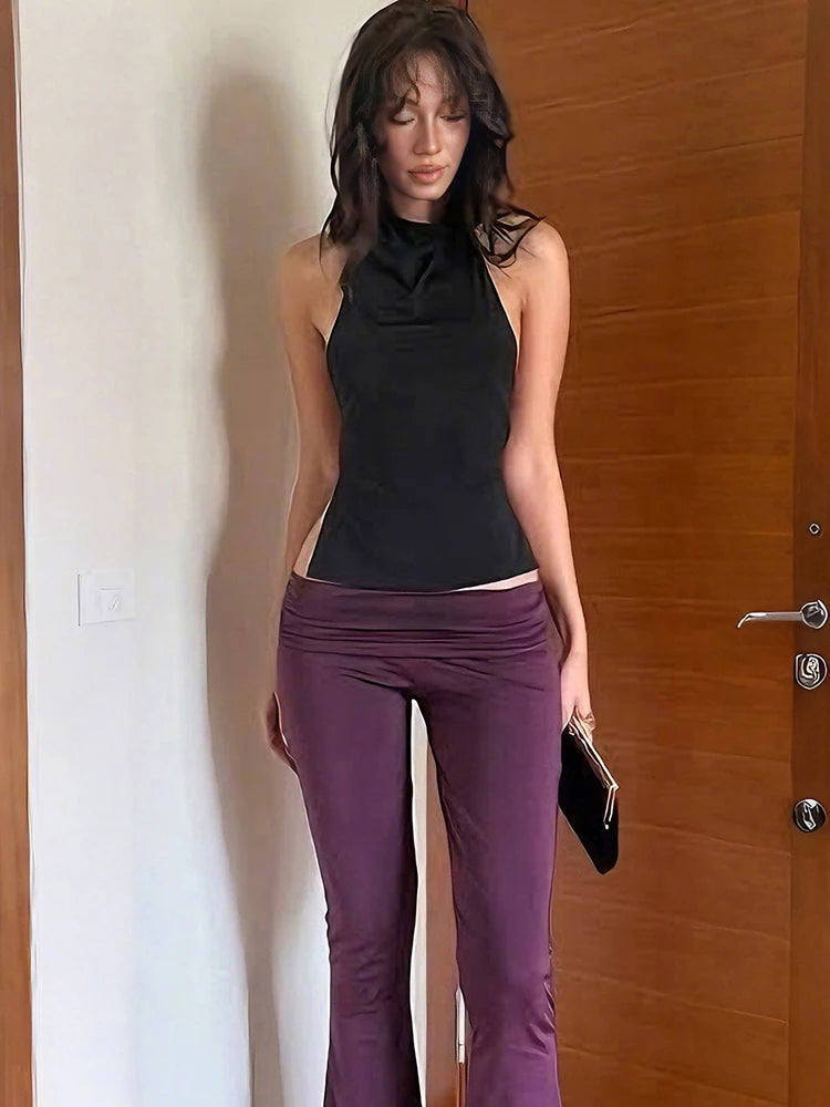 Backless Halter Tank Top Off Shoulder